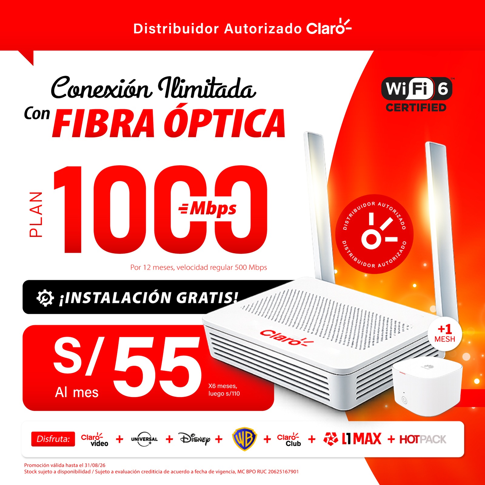 Fibra Hogar Internet Facebook ad: ESCOGE FIBRA ÓPTICA