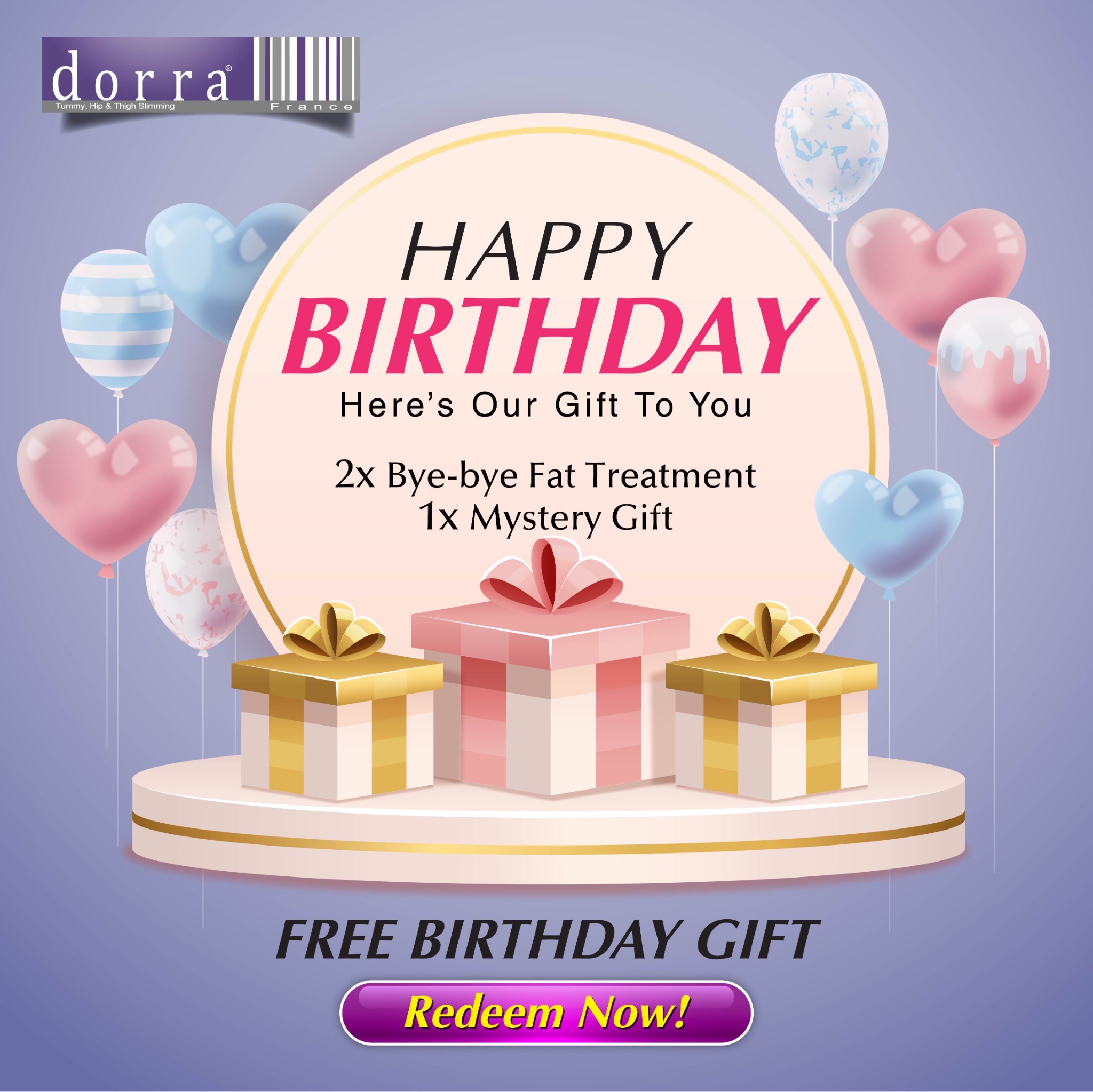Dorra Slimming Malaysia Facebook ad: FREE birthday gift! Limited stock, Redeem now!