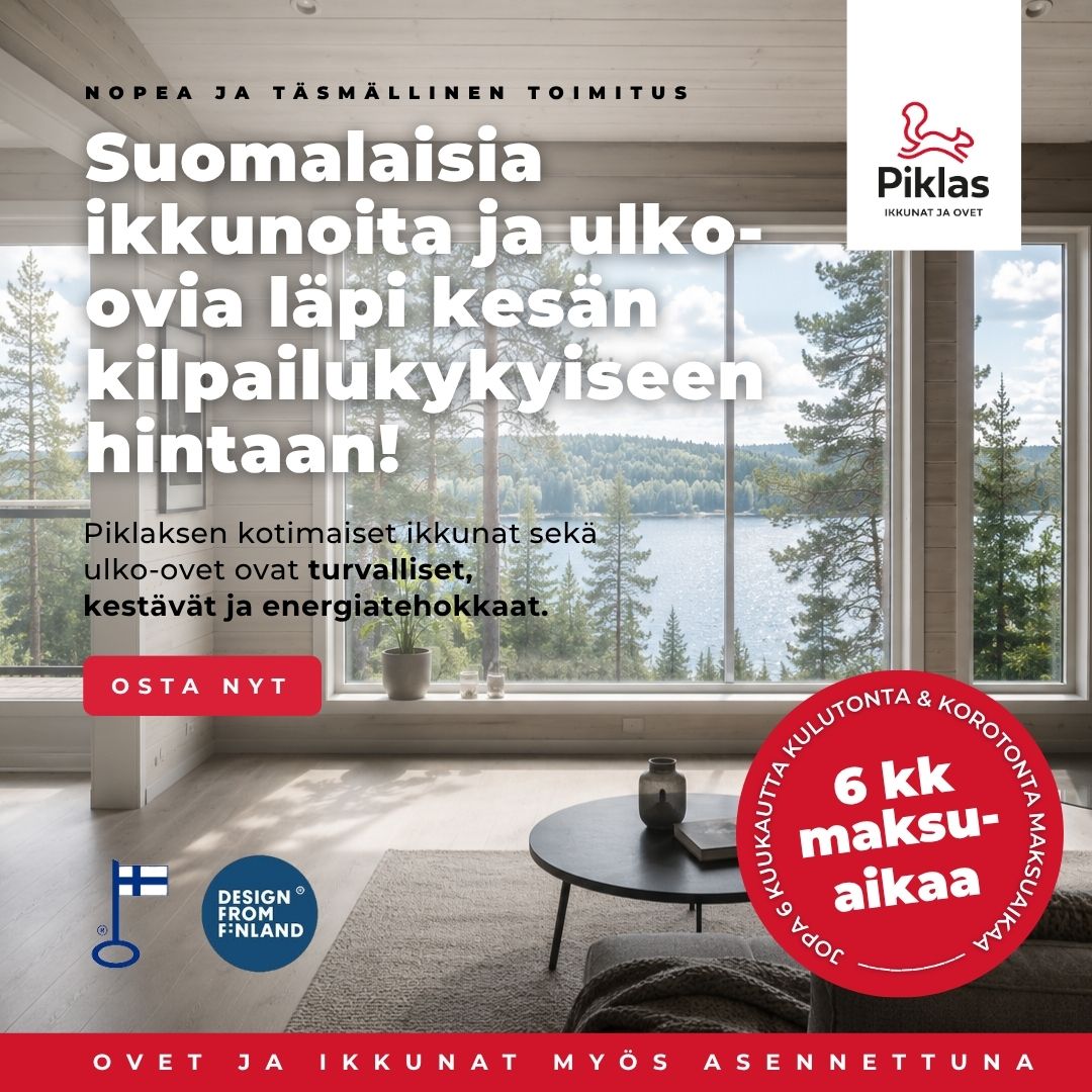 Piklas ikkunat ja ulko-ovet Facebook ad: Uudet ikkunat ja ulko-ovet!