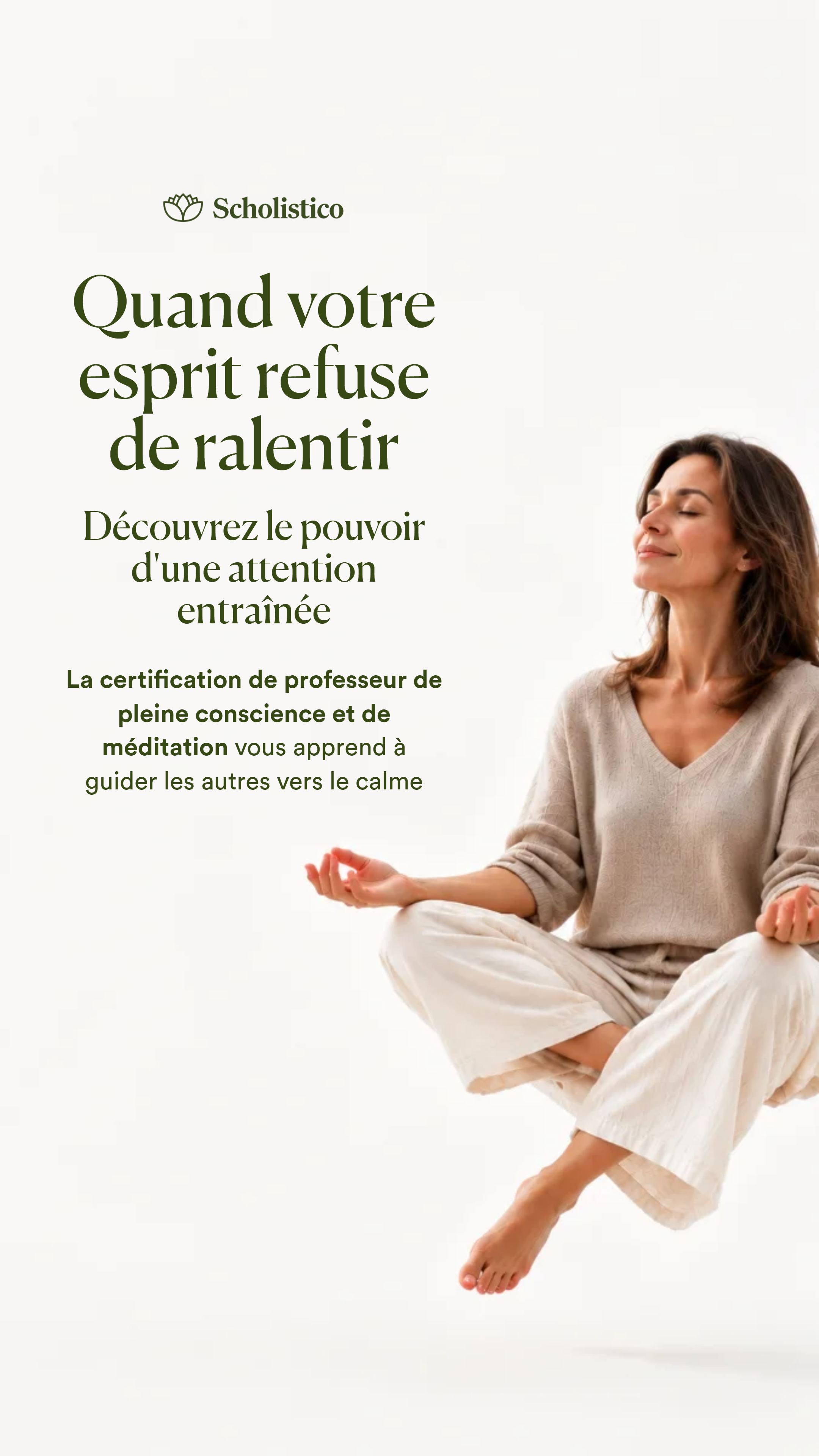 Scholistico en Français Facebook ad: Quand votre esprit refuse de ralentir