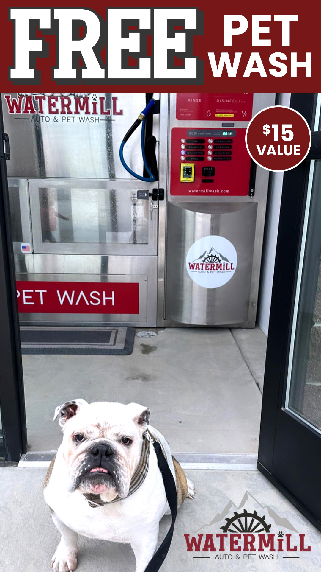 WaterMill Auto & Pet Wash Facebook ad from May 13, 2026