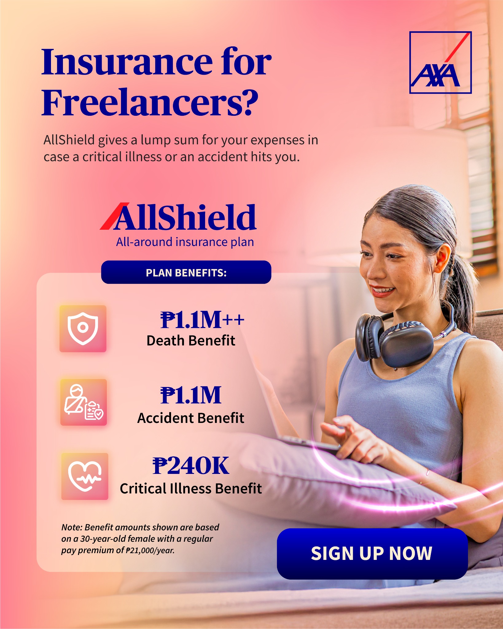 AXA Philippines Facebook ad: Insurance for Freelancers