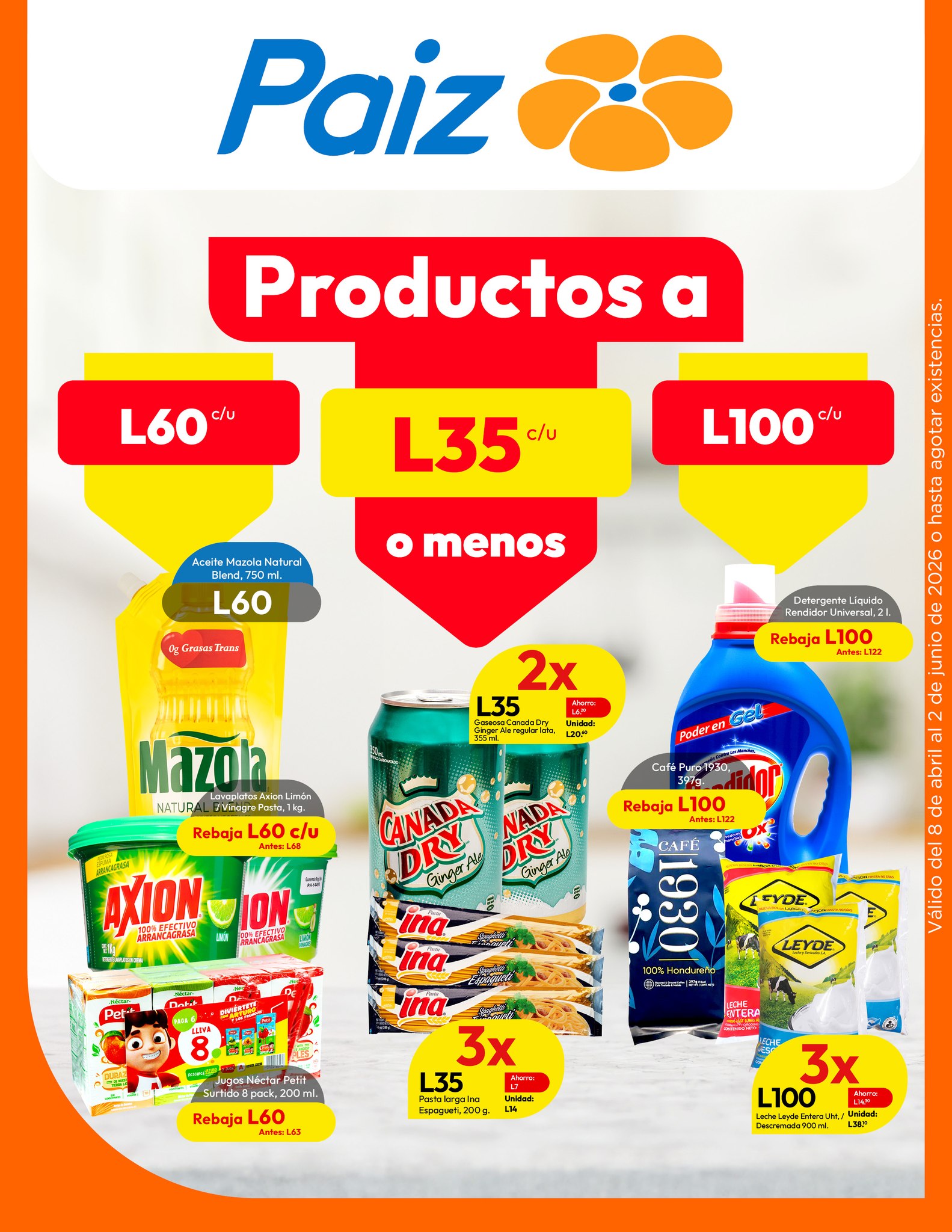 Paiz Honduras Facebook ad: Productos a L100, L60, L35 o menos solo…