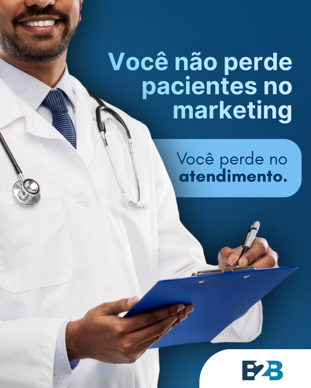 B2B Marketing Facebook ad: O marketing trouxe o paciente.