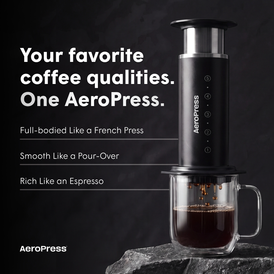 AeroPress Facebook ad: Press for Better Coffee