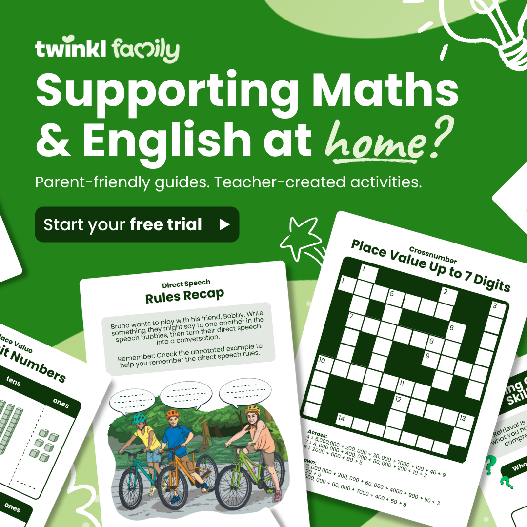 Twinkl Family Facebook ad: Access teacher-created guides