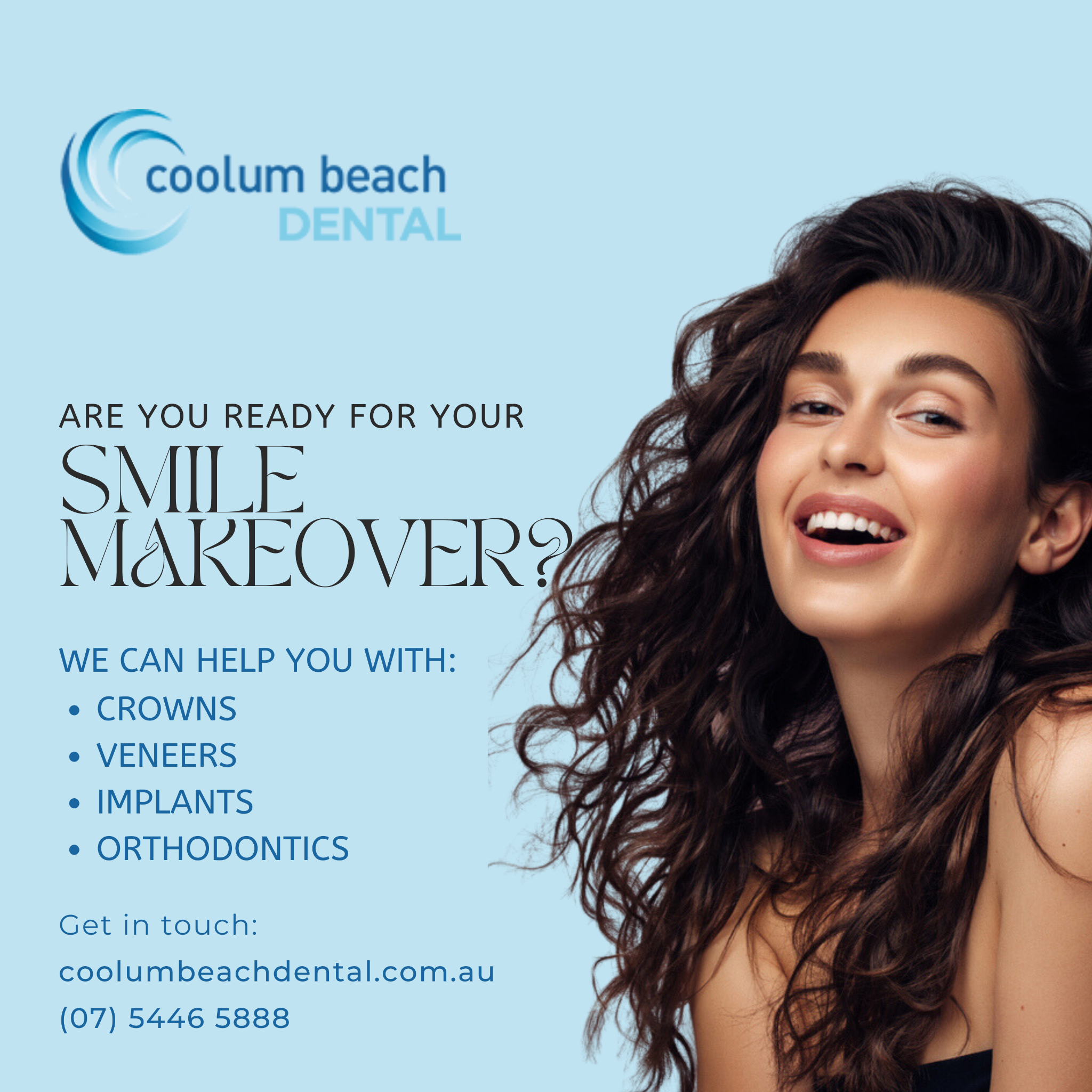 Coolum Beach Dental Facebook ad: At Coolum Beach Dental, we are here for…