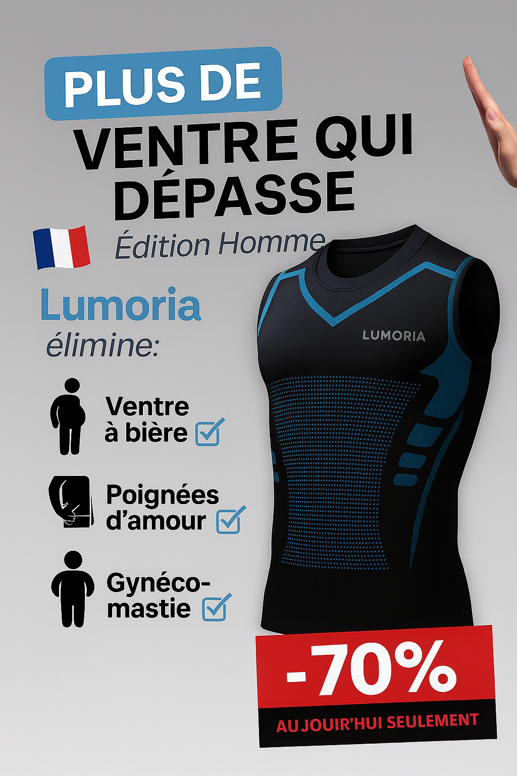 Lumoria Facebook ad: Dites adieu à l’apparence du ventre gonflé, aux…