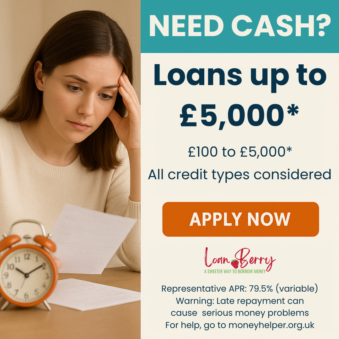 Loan Berry Facebook ad: Loans from £100-£5,000 Available