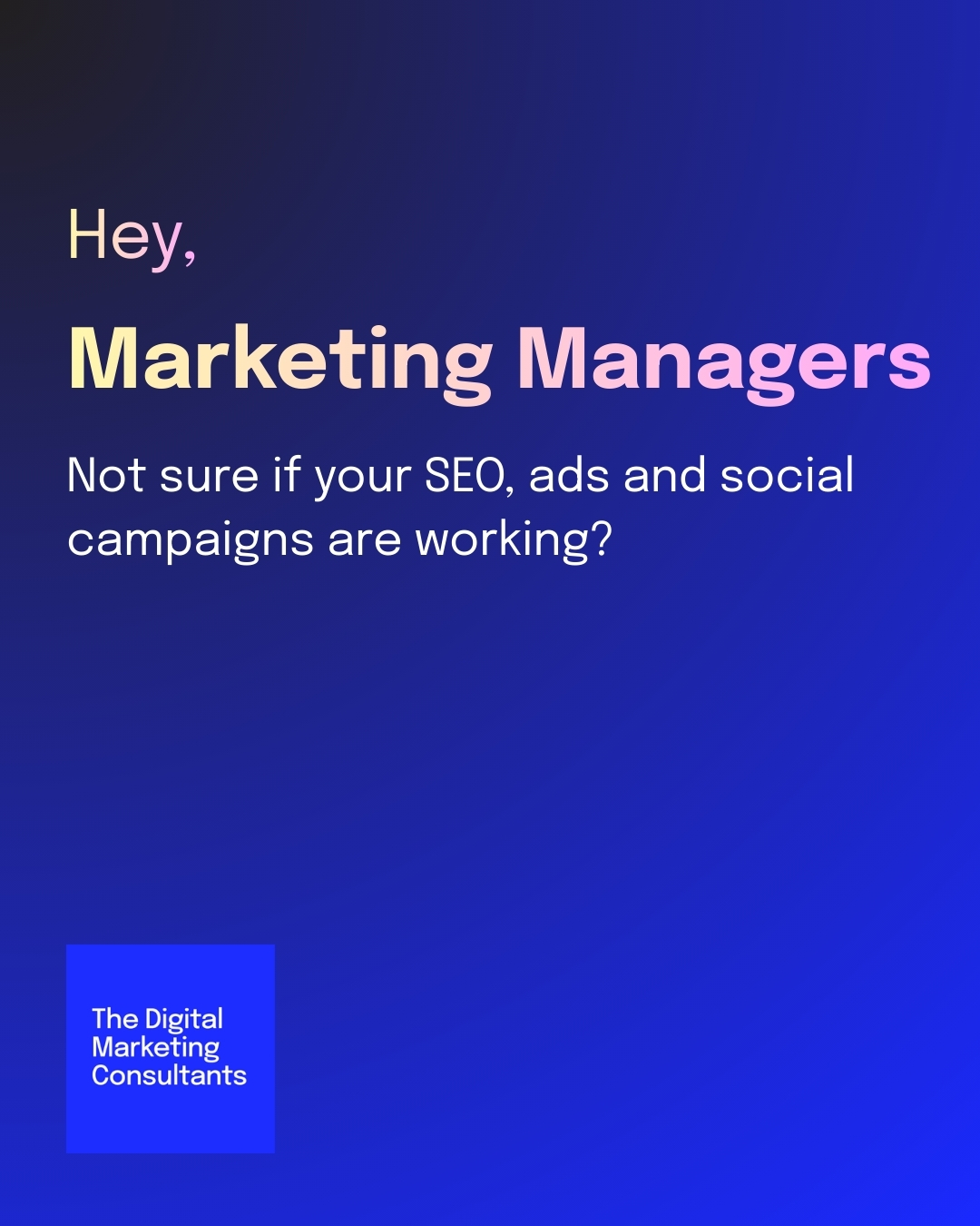 The Digital Marketing Consultants Facebook ad: Built for small and medium businesses