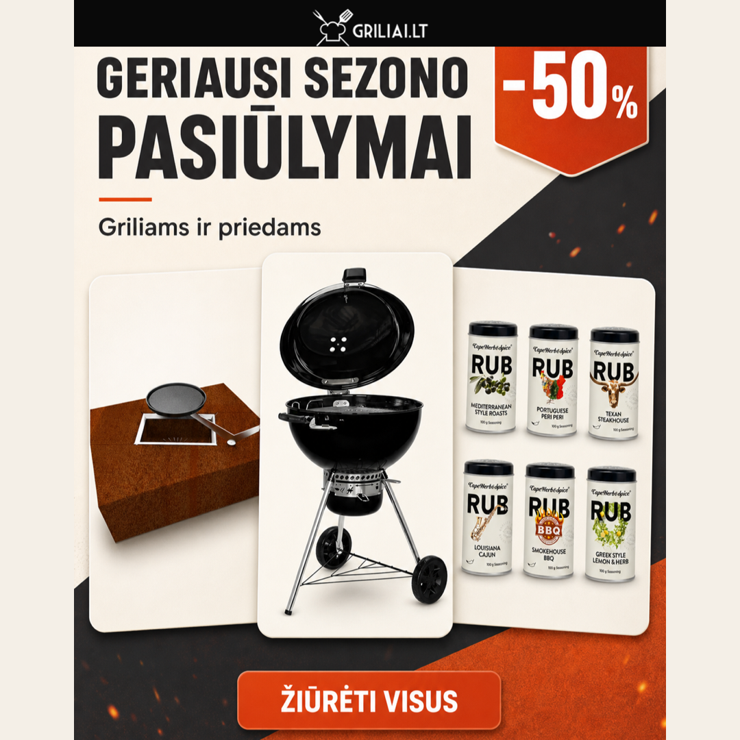Griliai.lt Facebook ad: Sezono pabaigos išpardavimas iki -50 %