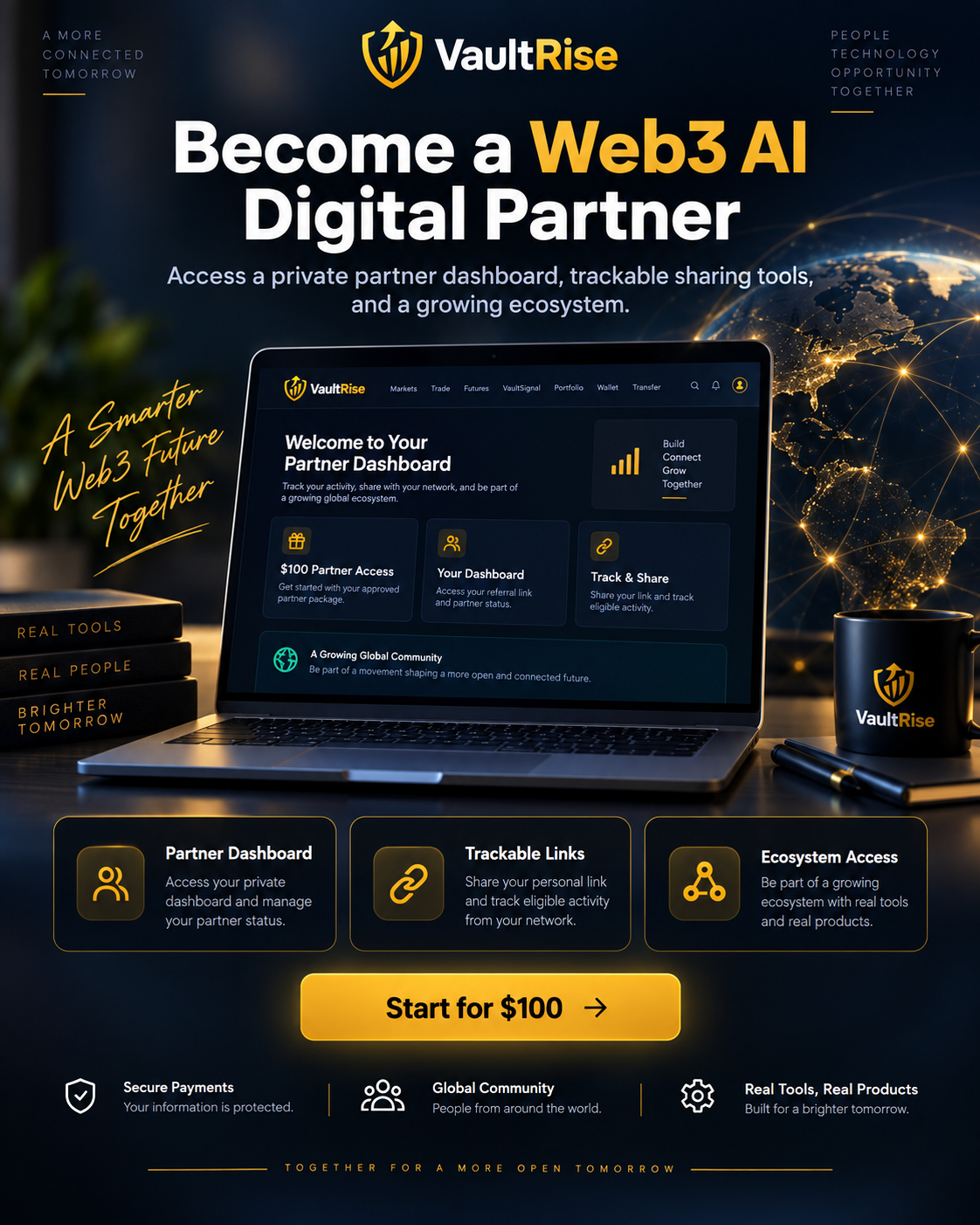 Vaultrisedigitals Facebook ad: Become a Web3 AI Digital Partner
