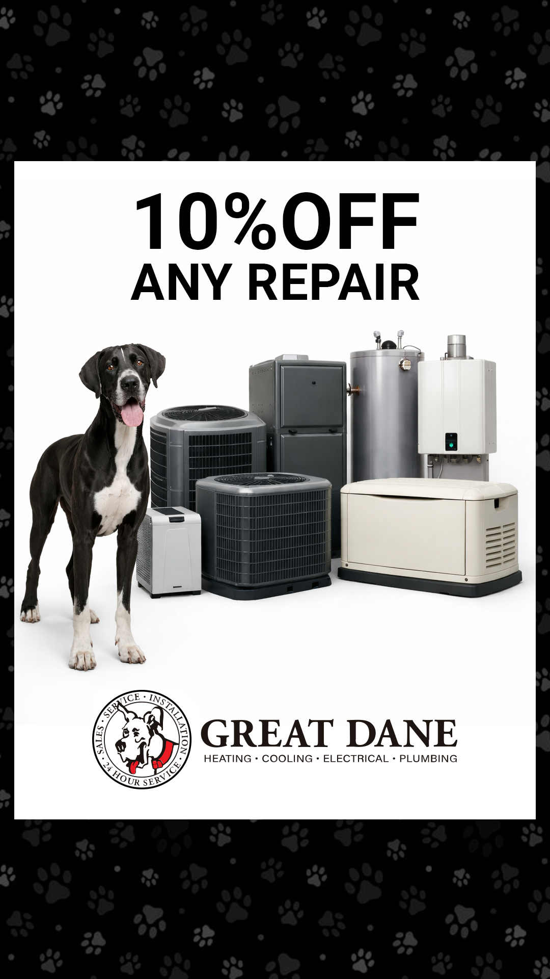 Great Dane Heating, Cooling, Electrical, & Plumbing Facebook ad