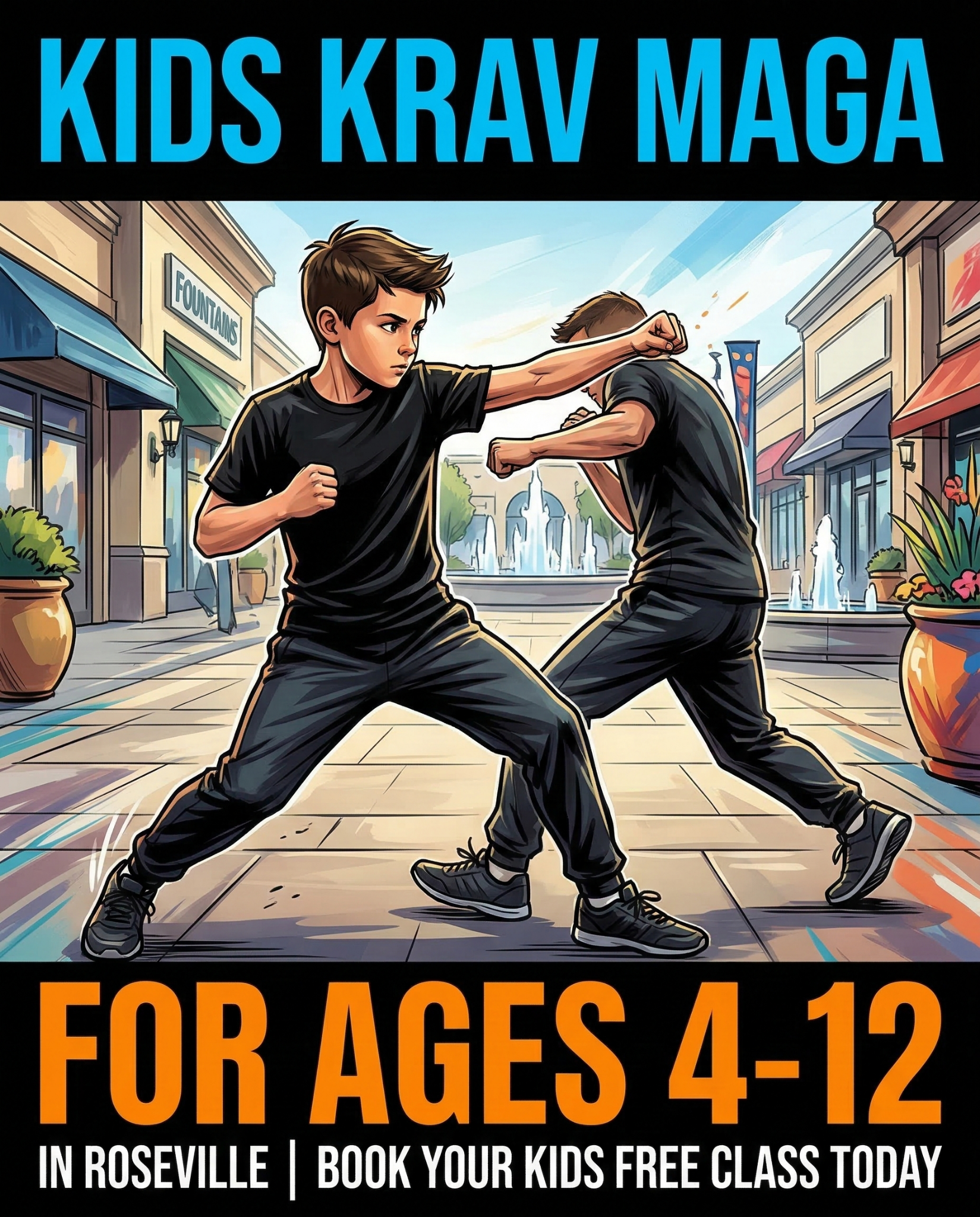 K3 Martial Arts Center Facebook ad: Free Kids Krav Maga Class in Roseville