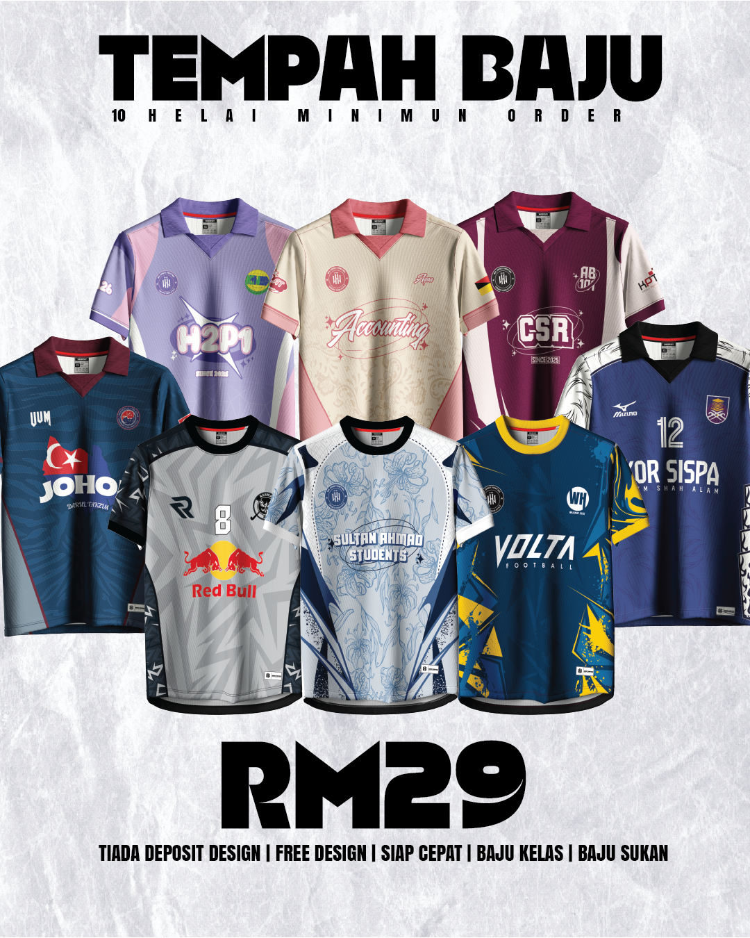 WH Jersey Printing Facebook ad: GRAB HARGA RM29 SEHELAI!