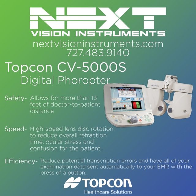 Next Vision Instruments Facebook ad: Exemplary diagnostic, optical, and ophthalmic equipment…