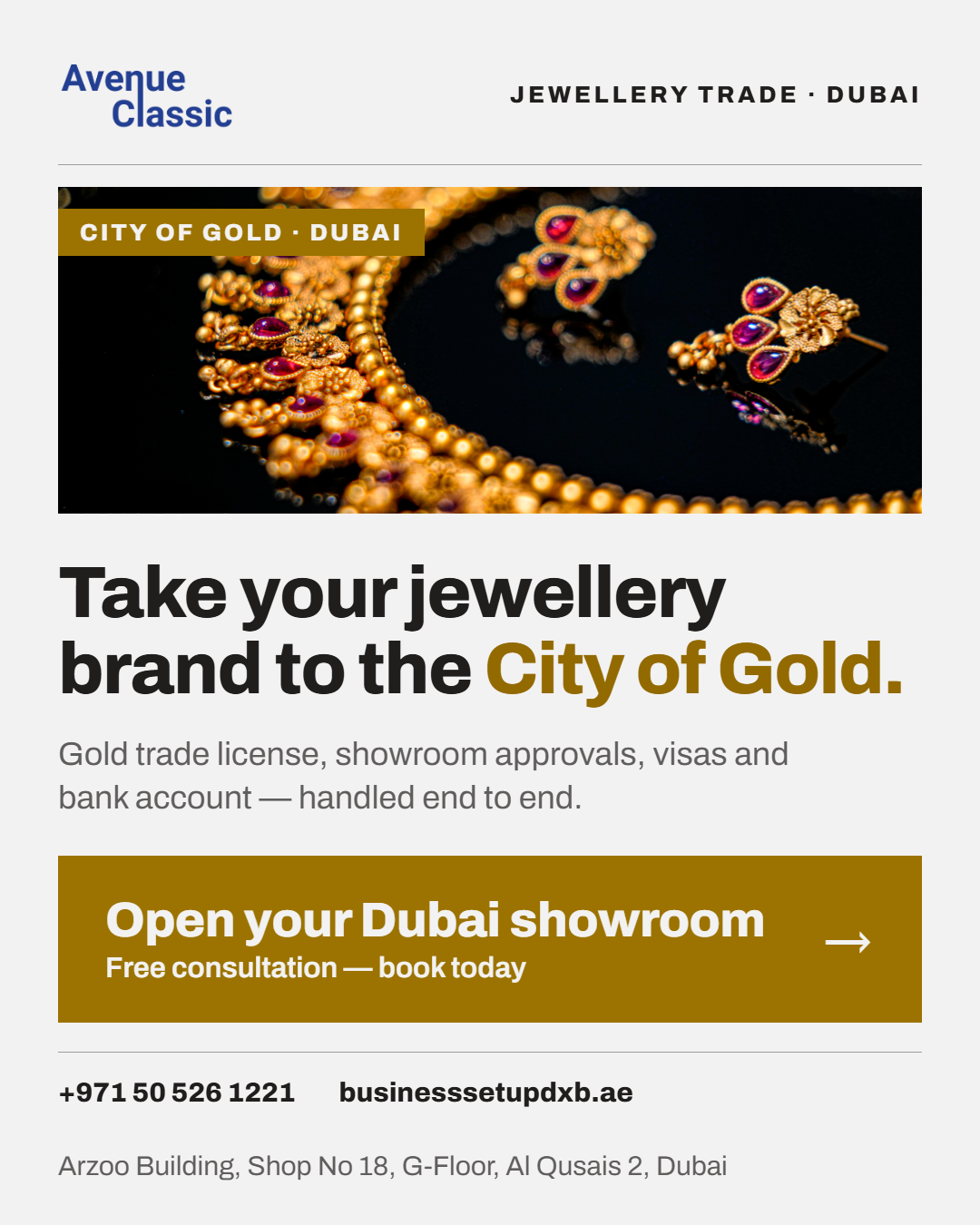 Avenue Classic Business Setup Dubai Facebook ad: Company Formation in Dubai from AED 4,999, Transparent…