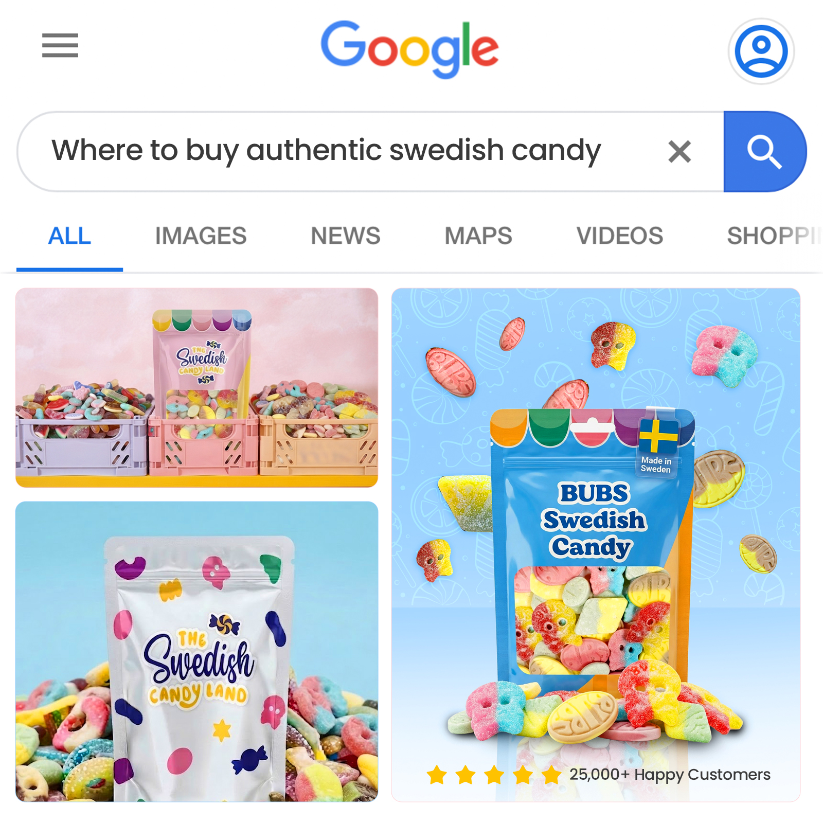 Swedish Candy Land Facebook ad