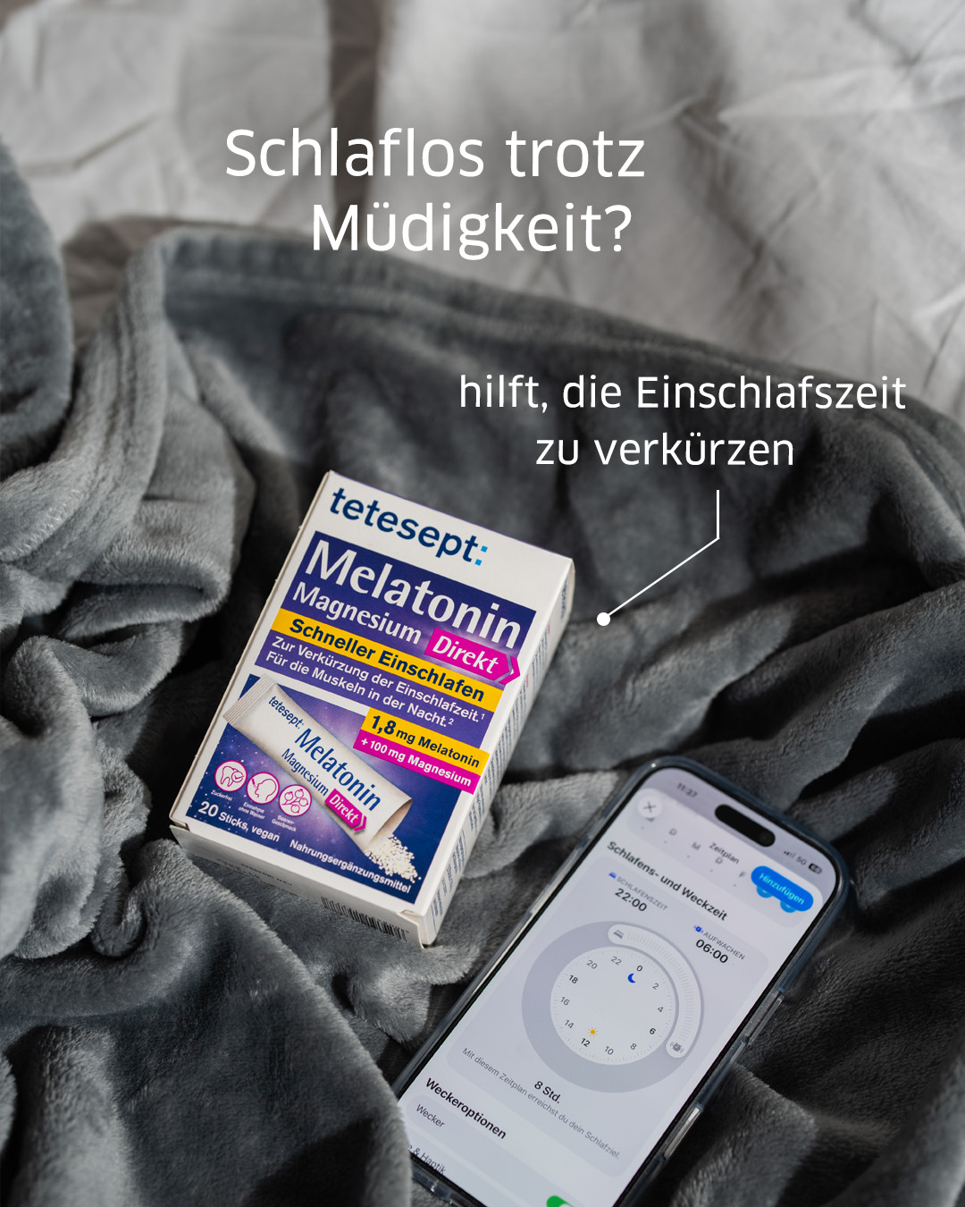 tetesept Österreich Facebook ad: Die tetesept »Melatonin + Magnesium Direkt Sticks«…