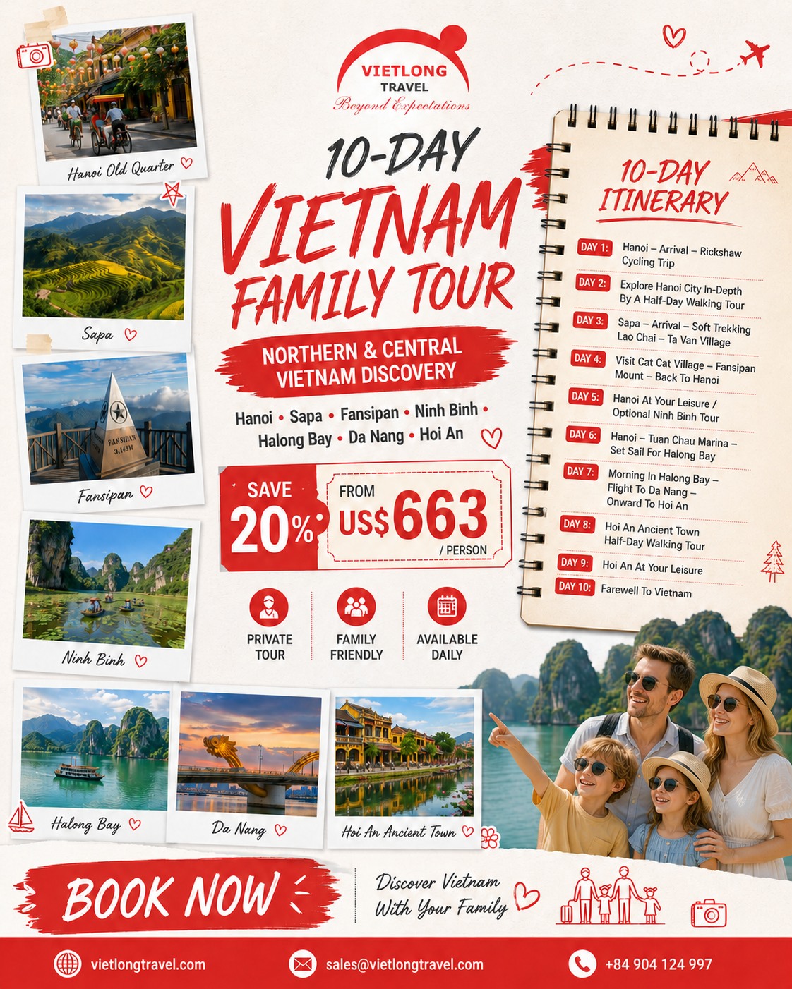 VietLong Travel - Southeast Asia Tour Experts Facebook ad: 𝟭𝟬-𝗗𝗮𝘆 𝗡𝗼𝗿𝘁𝗵𝗲𝗿𝗻 & 𝗖𝗲𝗻𝘁𝗿𝗮𝗹…