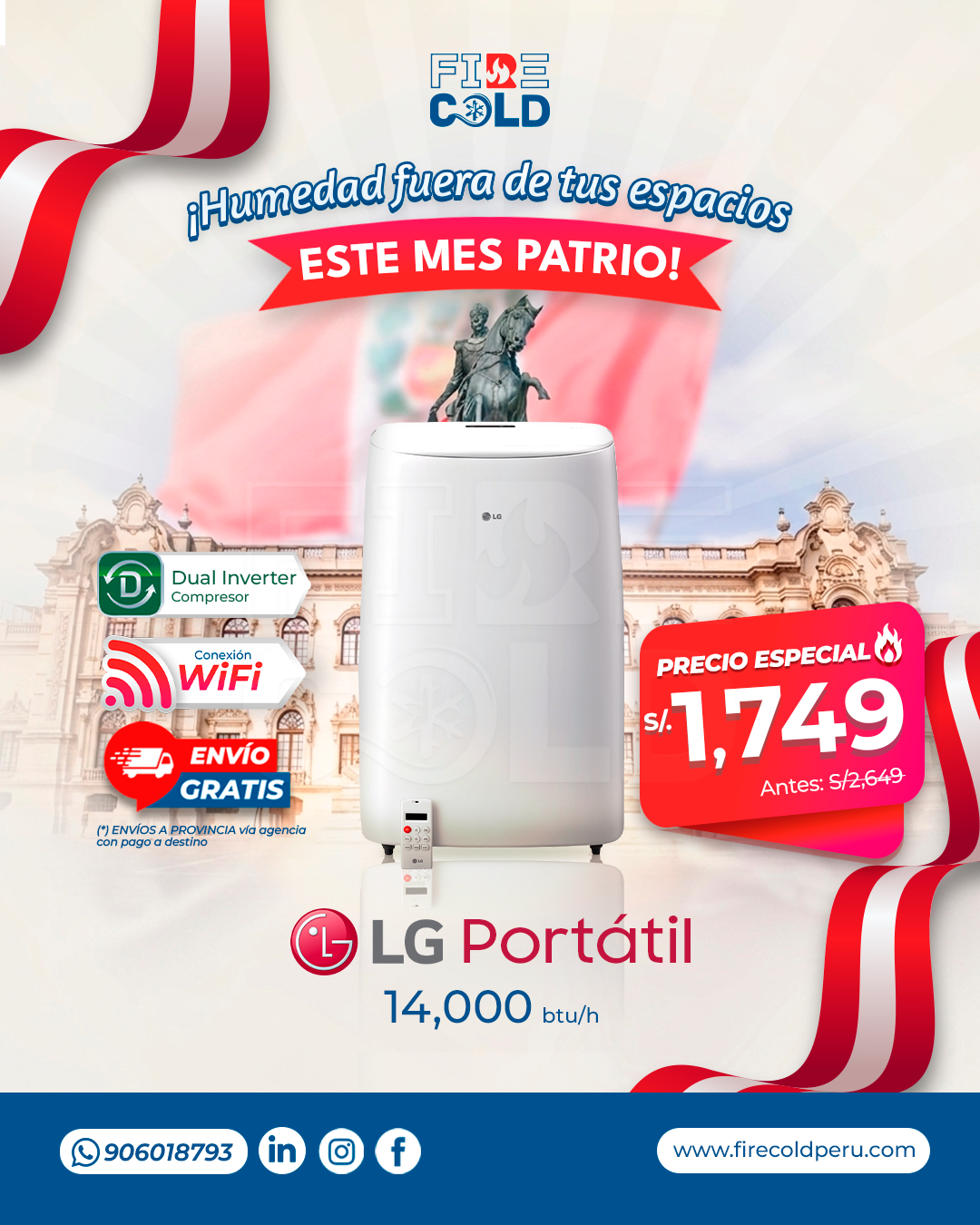 FireCold Facebook ad: ¡Celebra unas Fiestas Patrias libres de humedad!