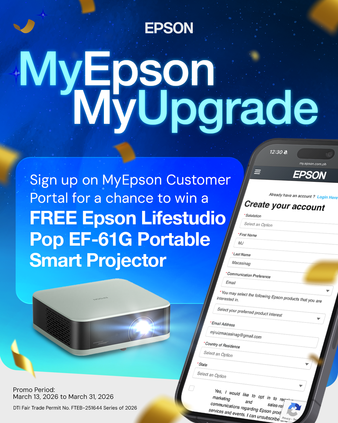 Epson Facebook ad: This FREE Epson Lifestudio Pop EF-61G Portable Smart…