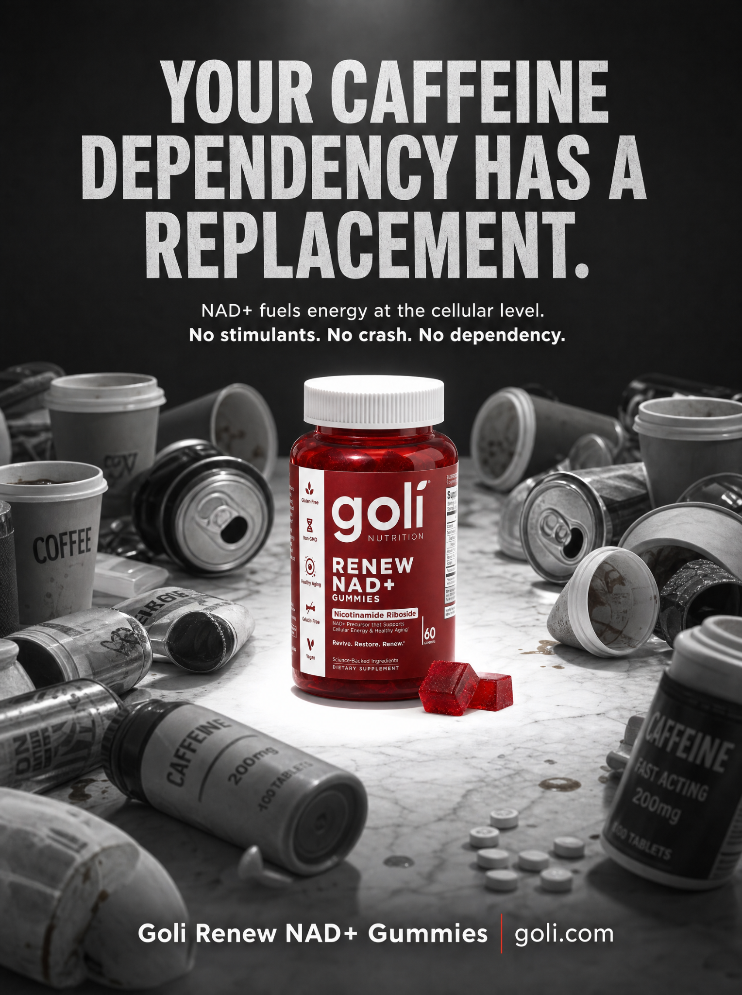 Goli Facebook ad: Cellular Energy, No Crash.
