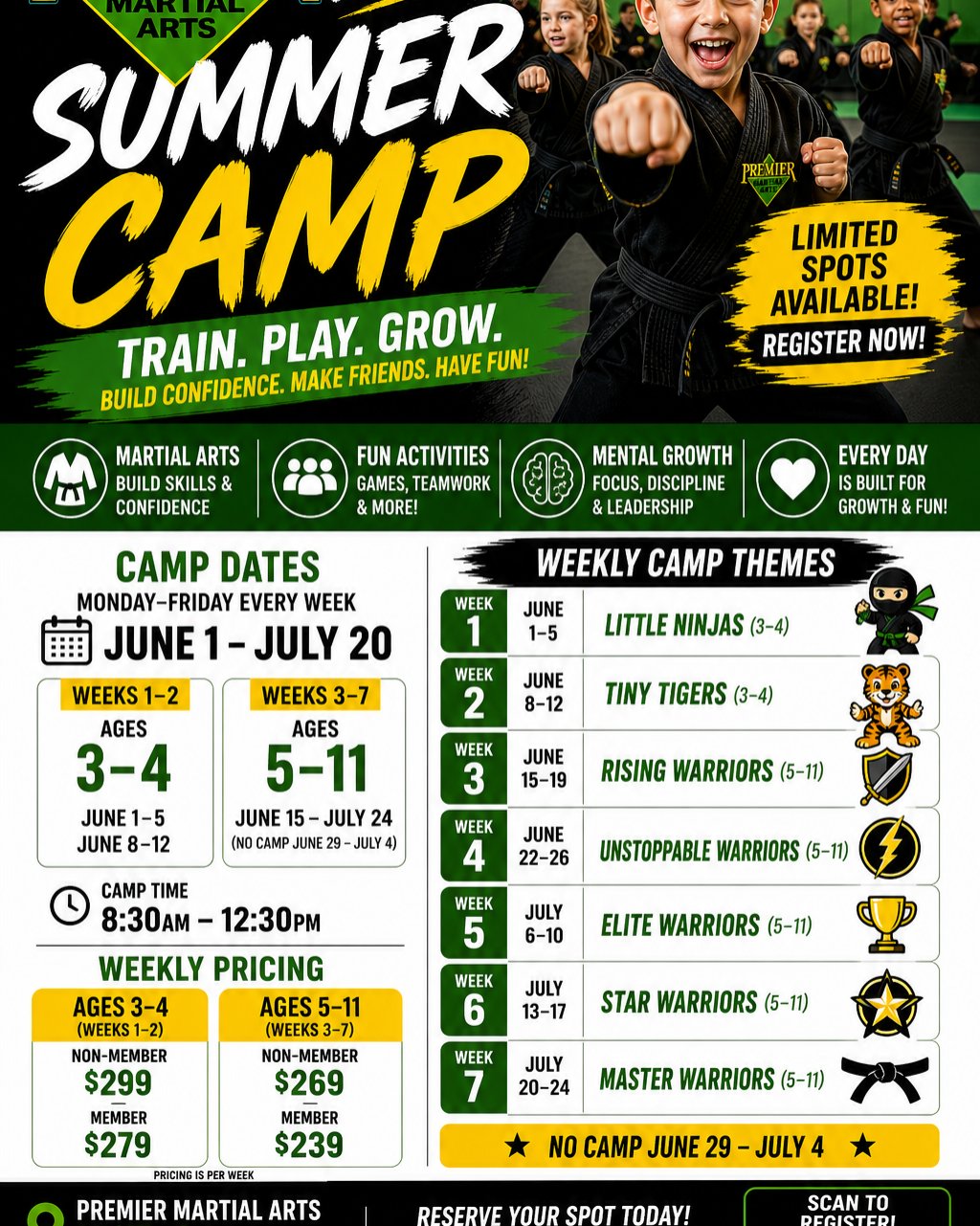 Premier Martial Arts Facebook ad: Save $70 Per Week This Week Only! (ages 3-11)