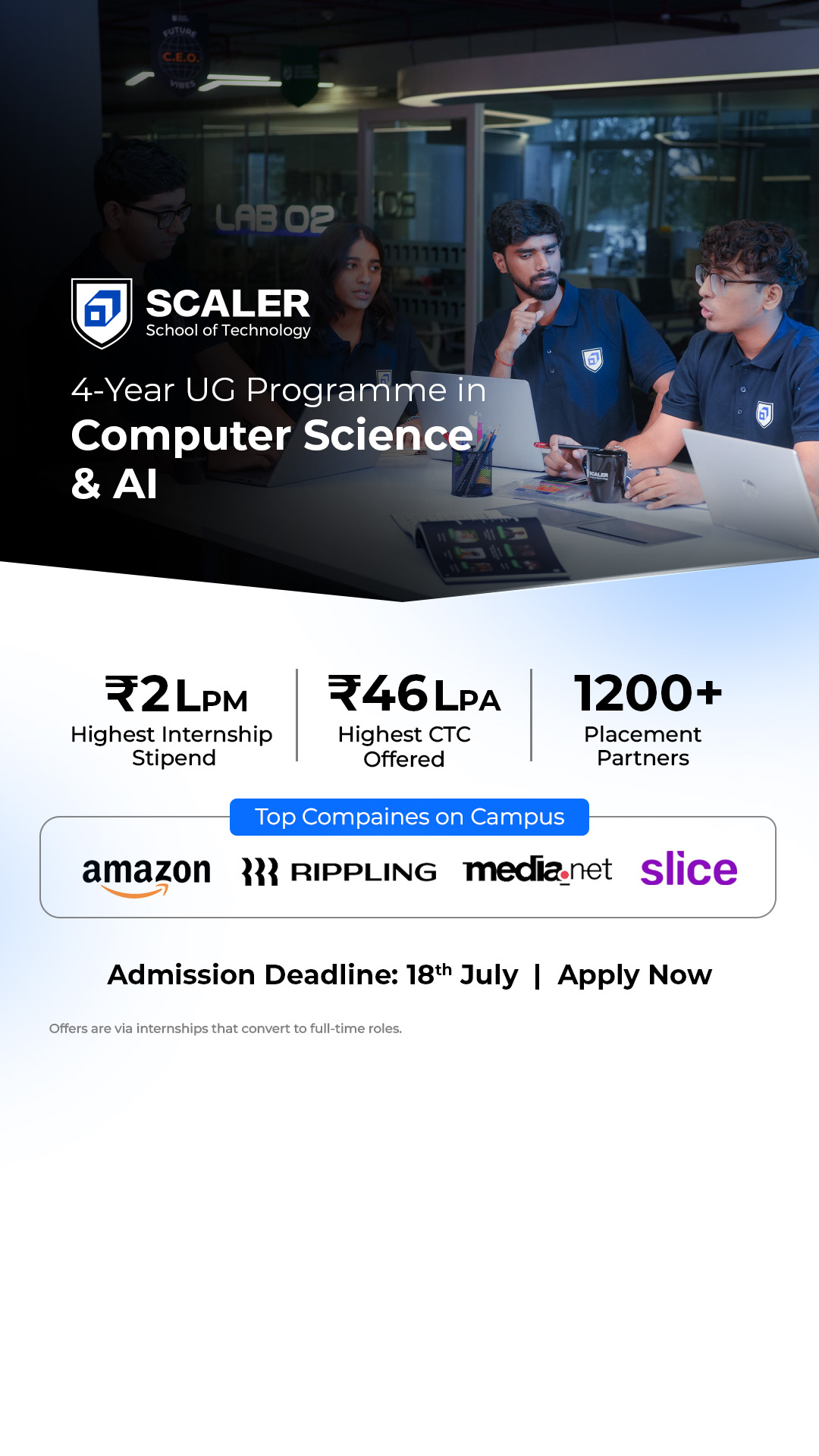 Scaler School of Technology Facebook ad