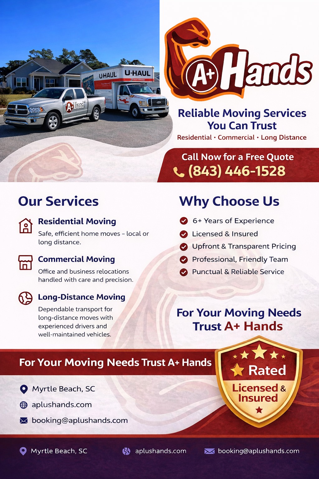 A Plus Hands Facebook ad: Need movers you can trust?
