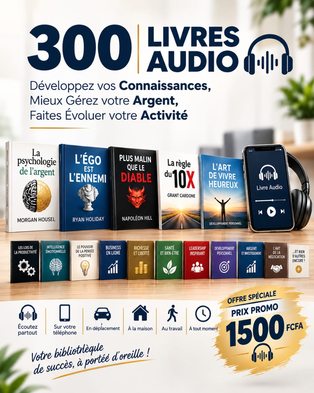 Académie du Business Digital Facebook ad: 300 LIVRES AUDIO DANS TON TÉLÉPHONE!