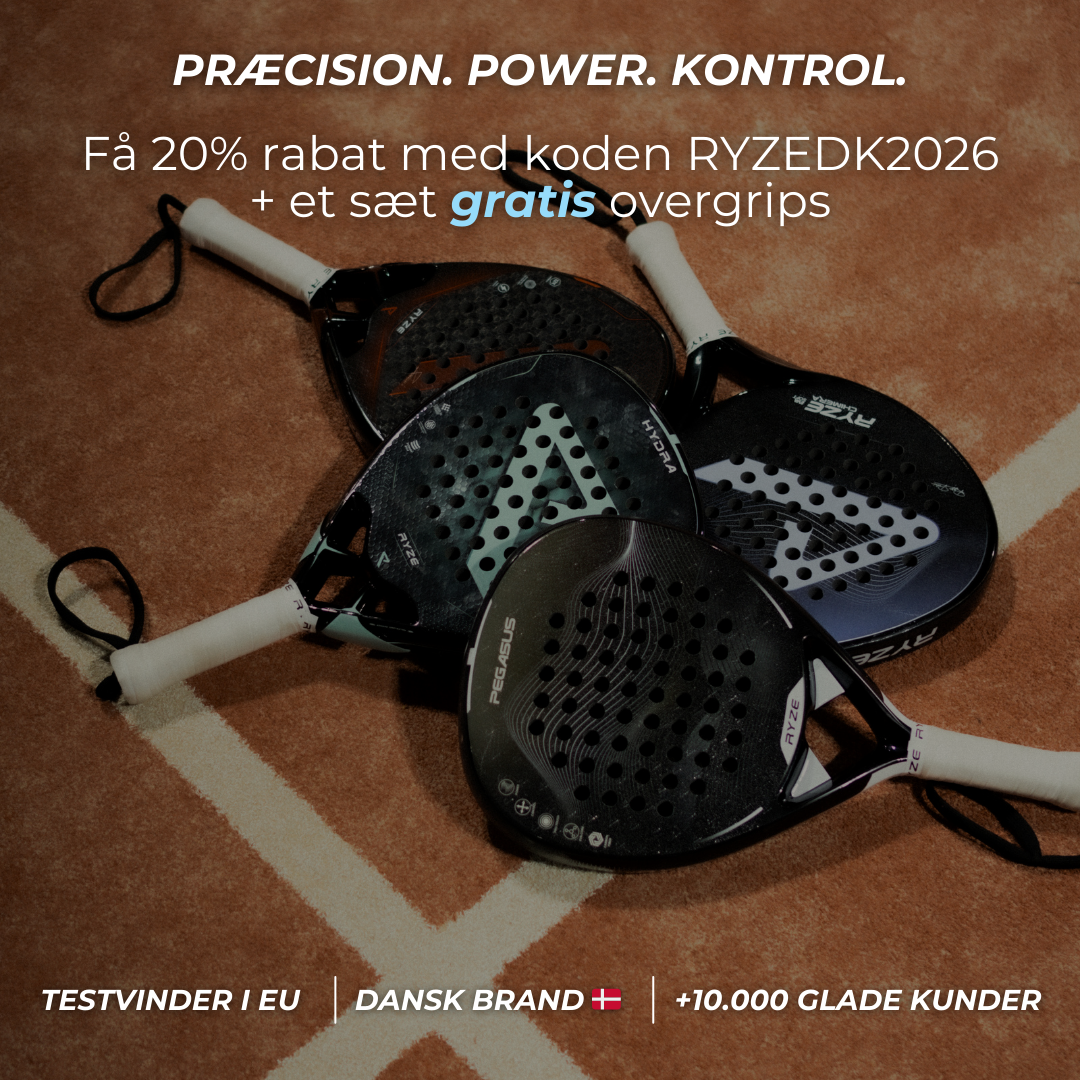RYZE PADEL Facebook ad: Spar 20% med koden: RYZEDK2026