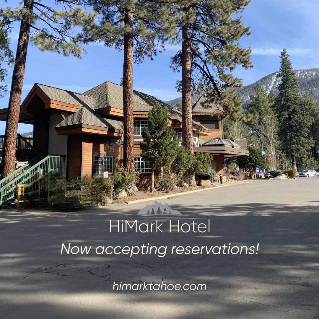 Himark Tahoe Facebook ad: Now booking at HiMark Hotel.