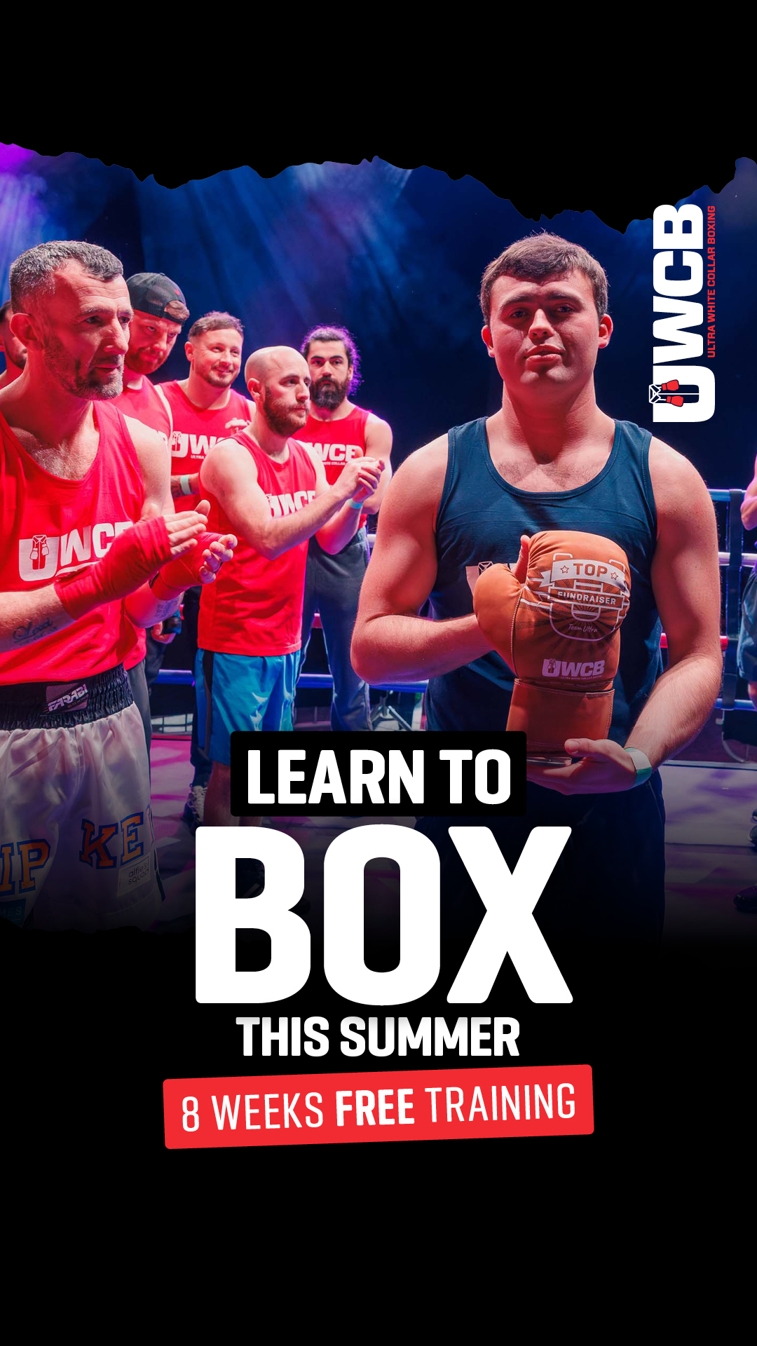 Ultra White Collar Boxing Facebook ad