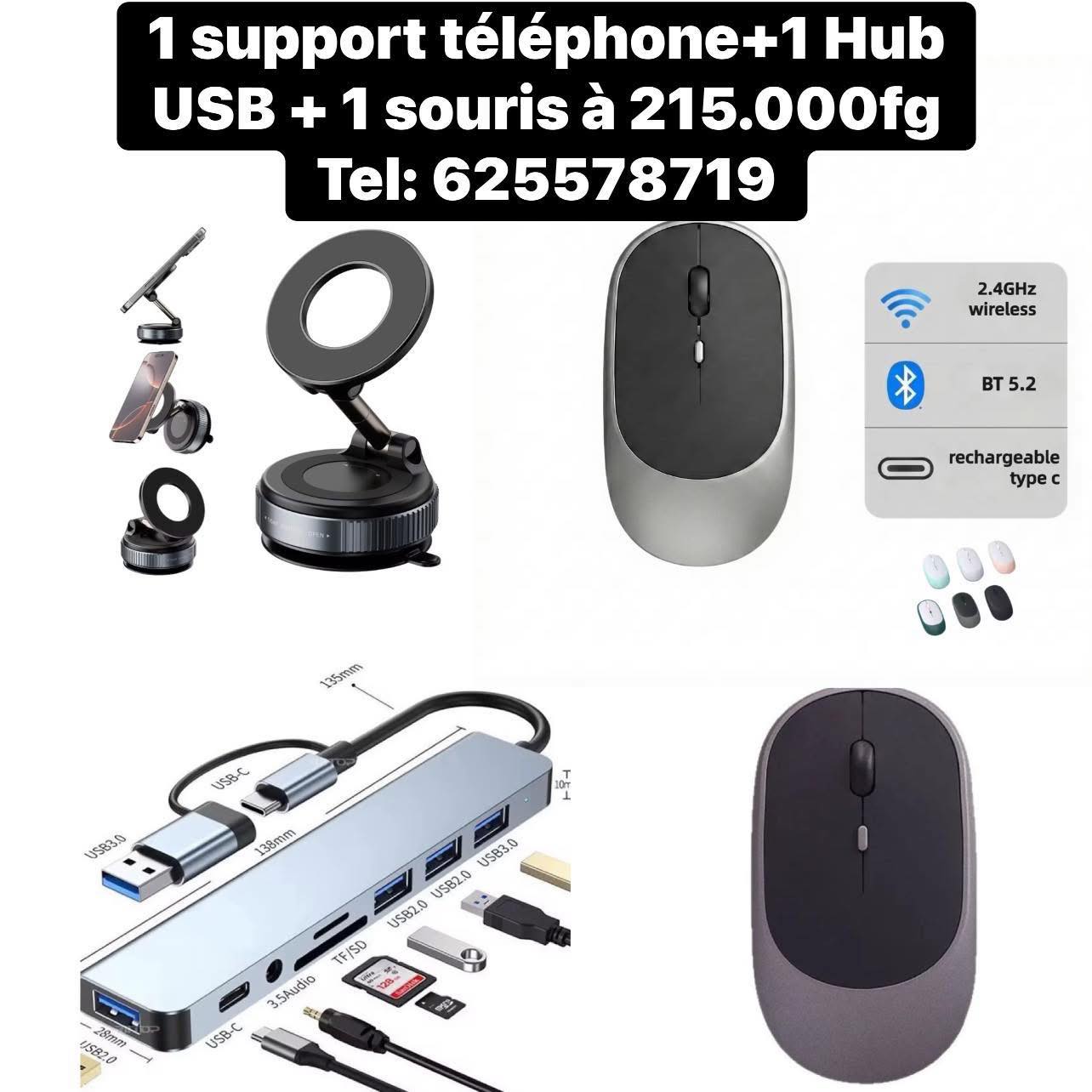 Mobile Market Facebook ad: 1 support téléphone + 1 hub USB 8…