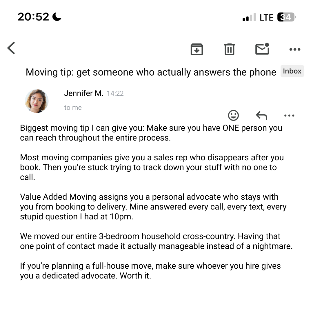Value Added Moving Facebook ad