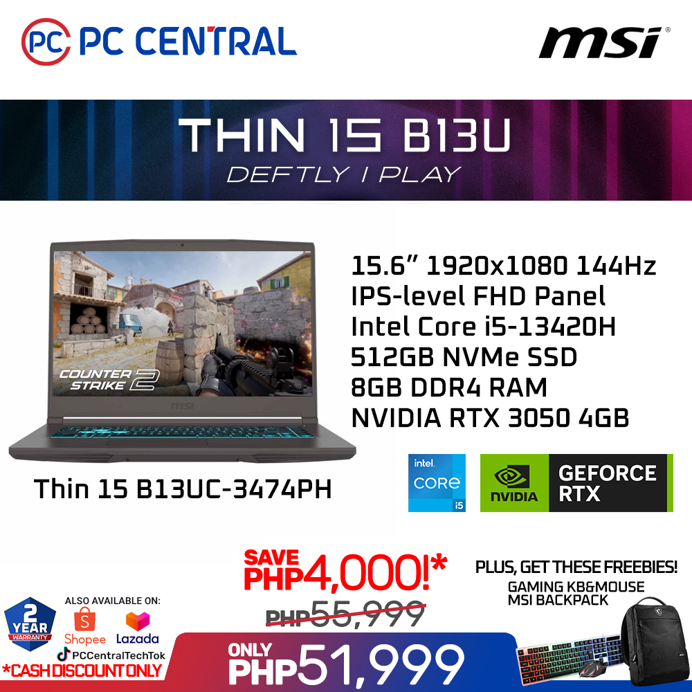 PC Central Facebook ad: AFFORDABLE RTX GAMING STARTS HERE WITH THE MSI…