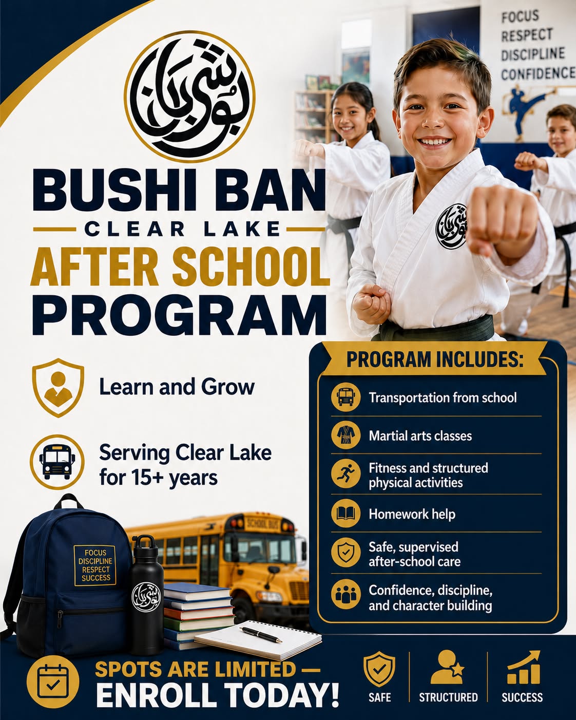 Bushi Ban Clear Lake Facebook ad: After School Martial Arts