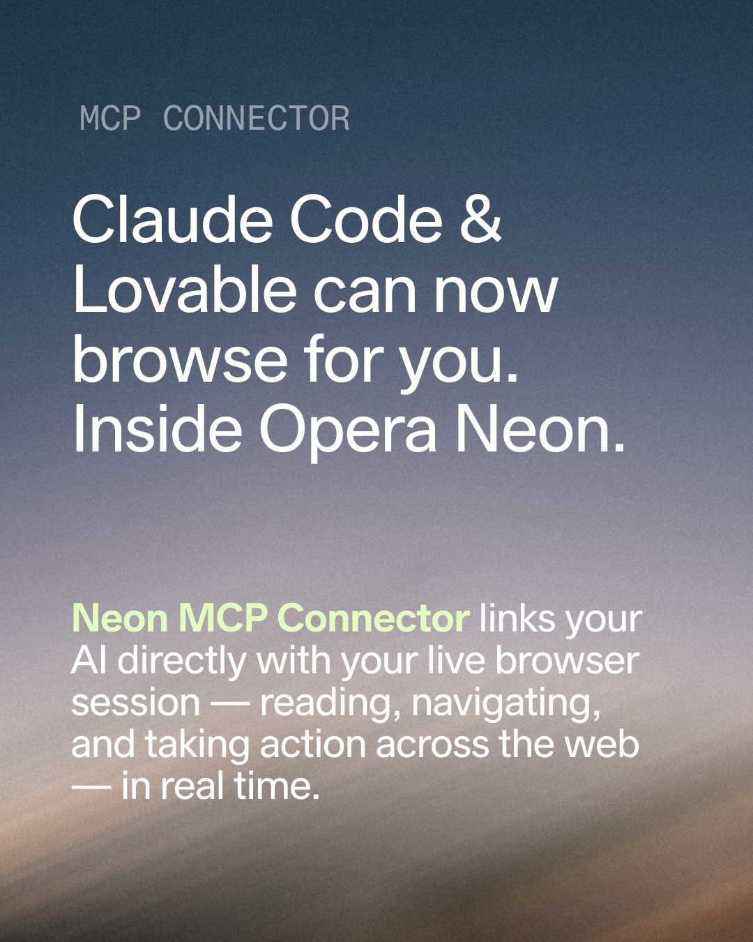 Opera Neon Facebook ad: AI tools can now browse with you.