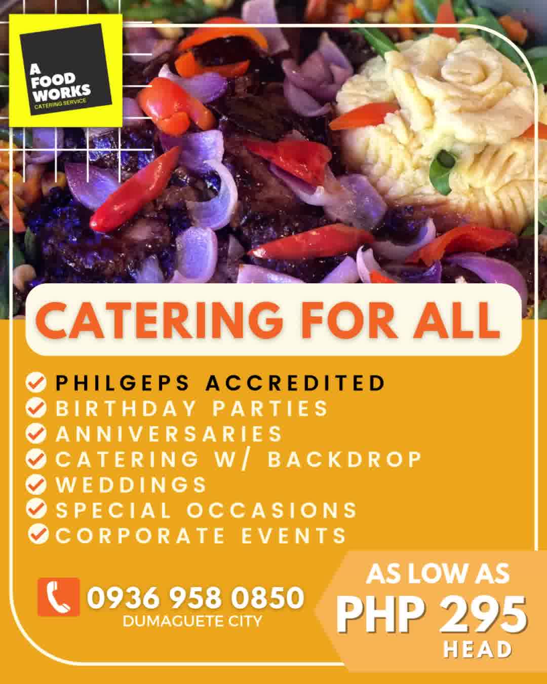 A Food Works Catering Facebook ad: BOOK YOUR NEXT CATERING WITH US!