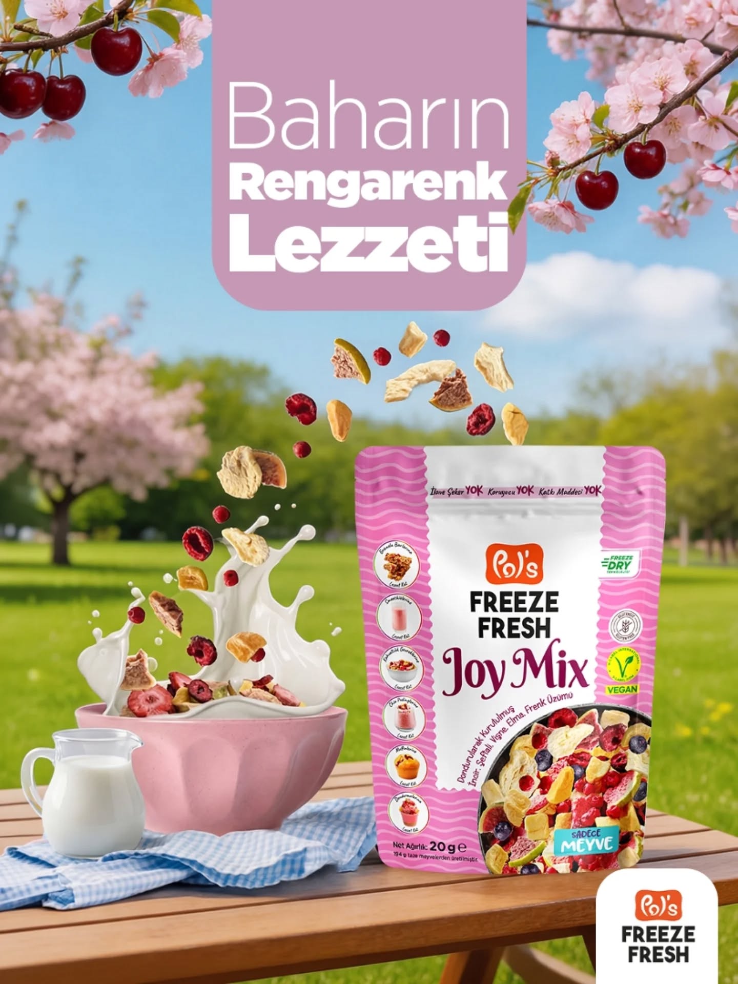 Pols Freeze Fresh Facebook ad: Pol's Freeze Fresh Dondurularak Kurutulmuş Joy Mix ile