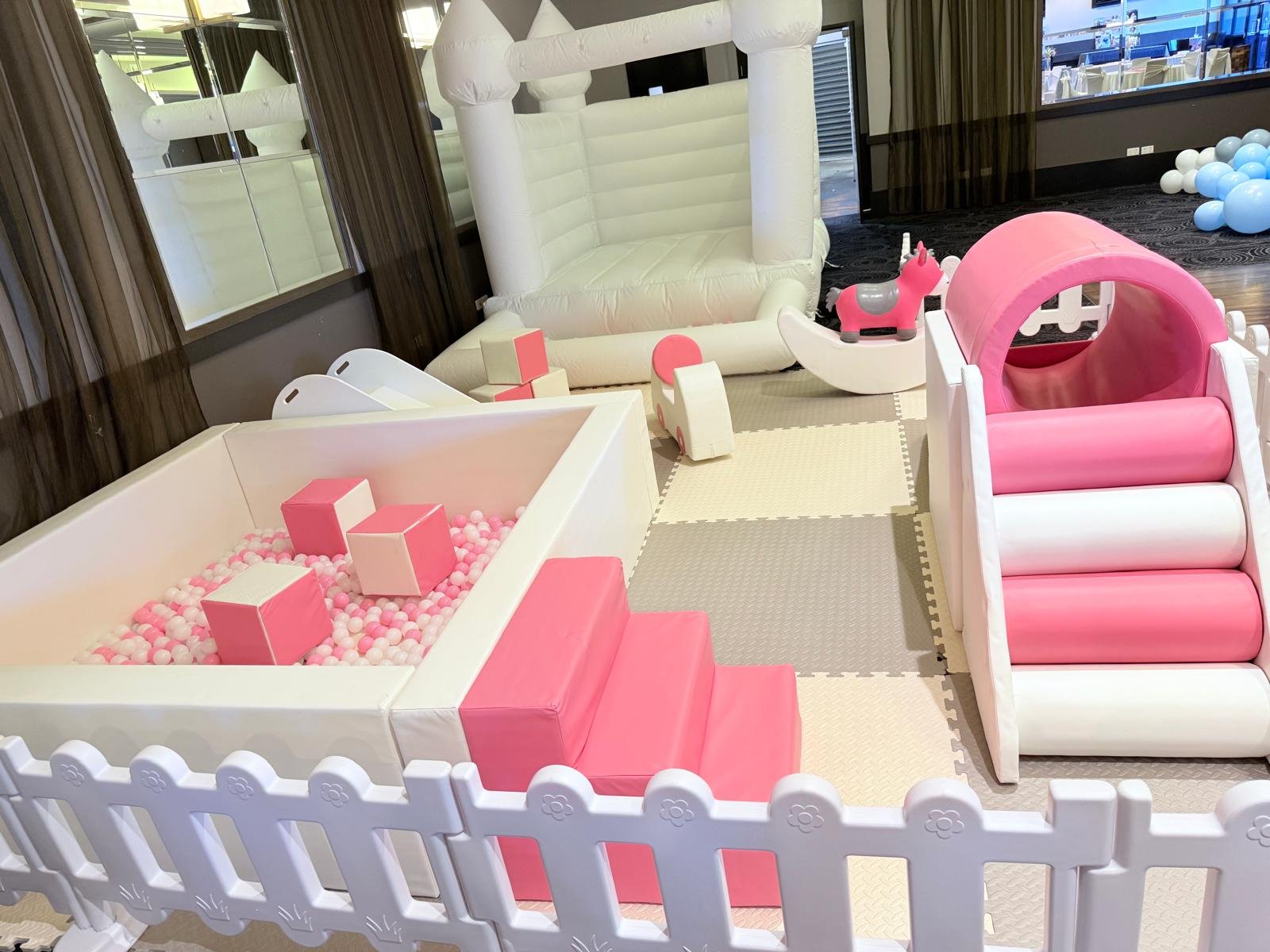 Amelia Kay Facebook ad: Pink, Beige, White Softplay for hire - Jumping Castle /…