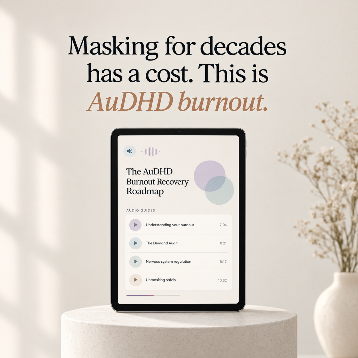 Audhd Burnout Recovery Facebook ad: The AuDHD burnout recovery course, $47 USD