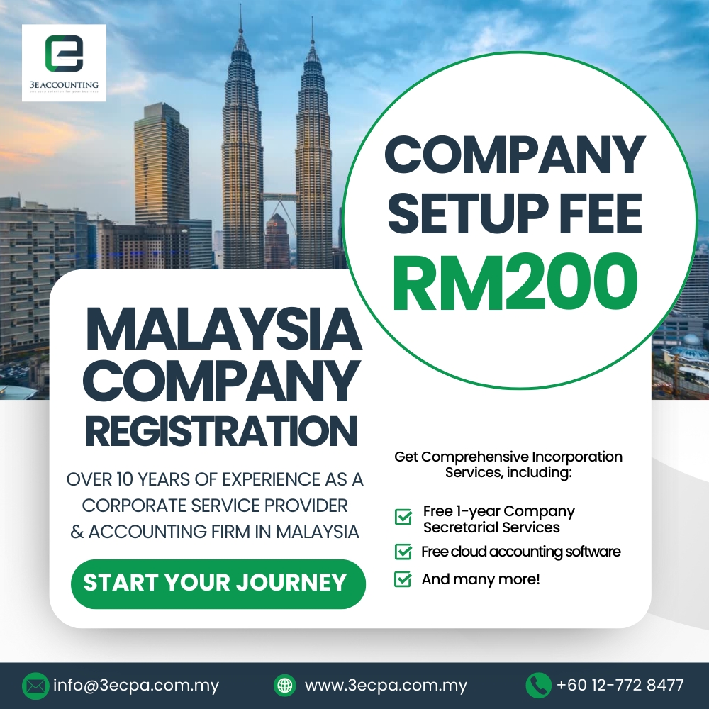 3E Accounting Malaysia Facebook ad: Register Your Malaysia Company for RM200!