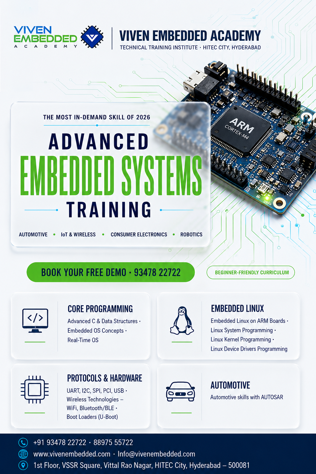VivenEmbedded Academy Facebook ad: Advanced Embedded Systems Training