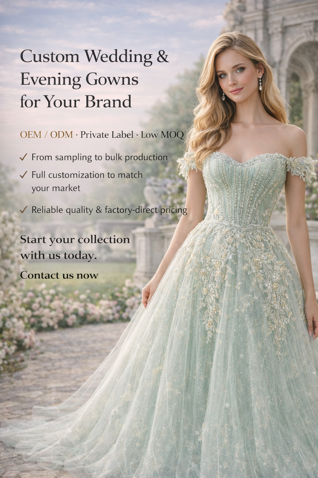 Eveningdress factory Facebook ad: Wholesale & Custom Evening Dresses