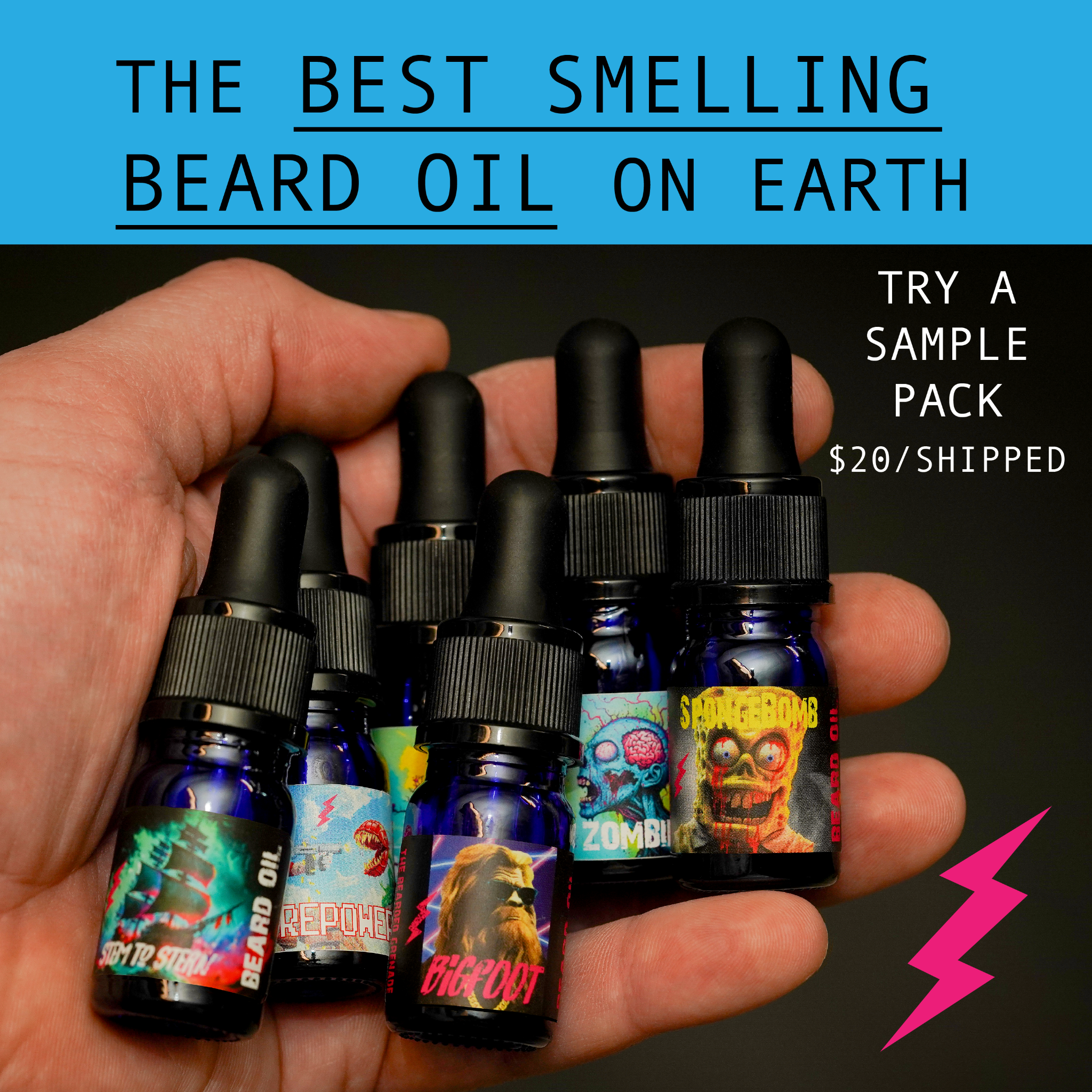 The Bearded Grenade Facebook ad: 16 Good AF Scent Options