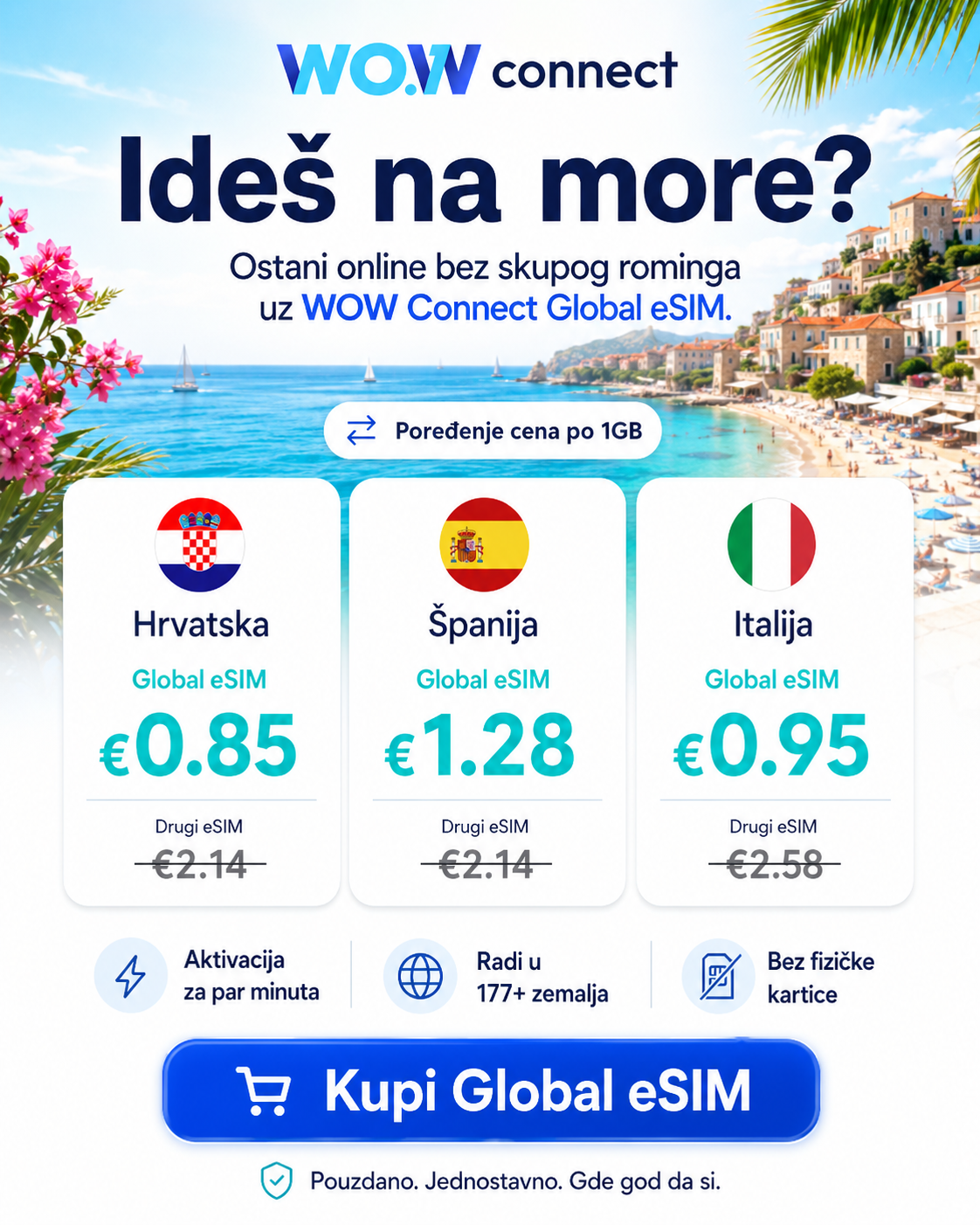 WOWConnect Facebook ad: Podrška 24/7 na našem jeziku.