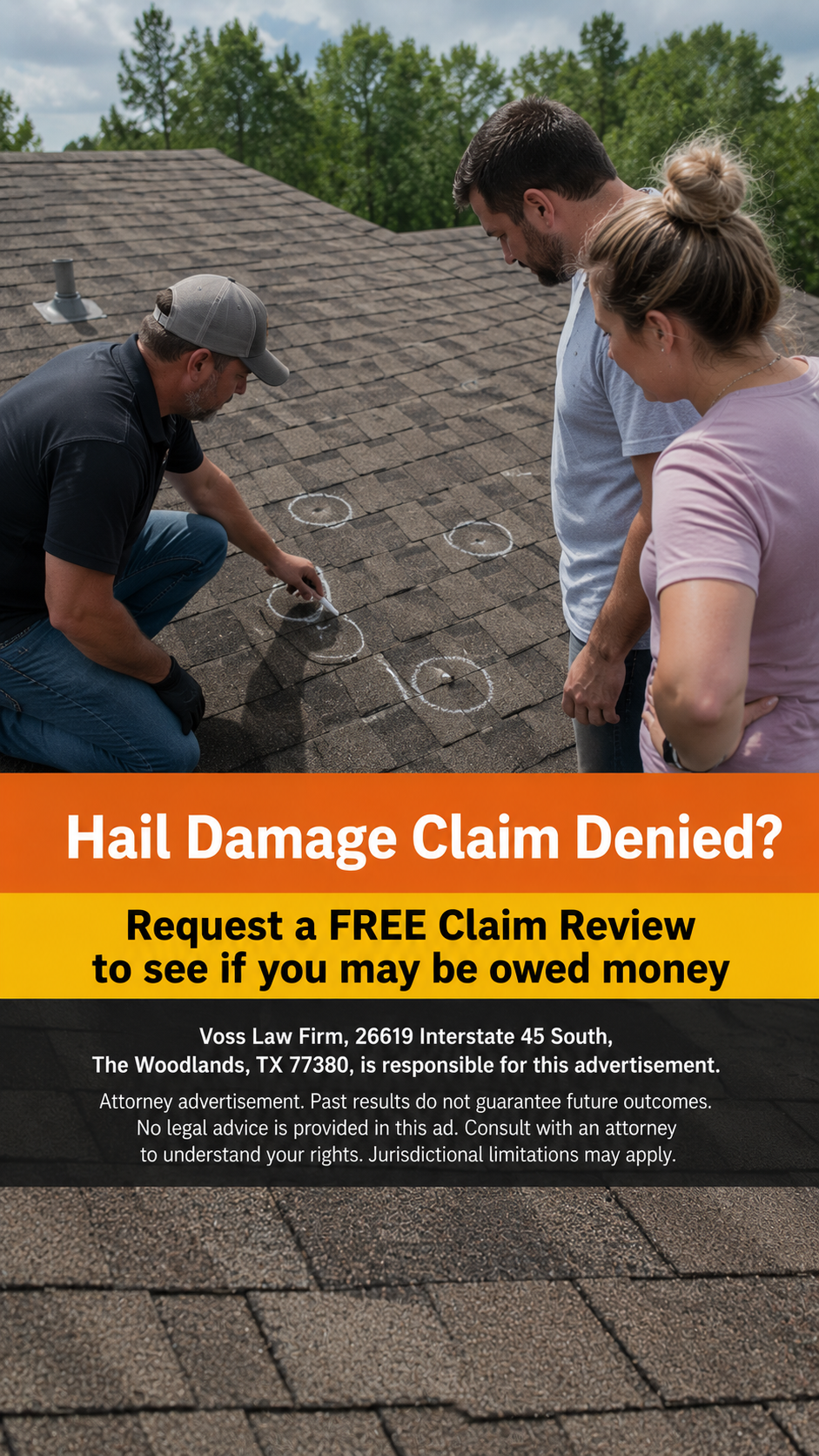 The Geisheker Group, Inc. Facebook ad: Denied Hail Claim? Get a Free Claim Review