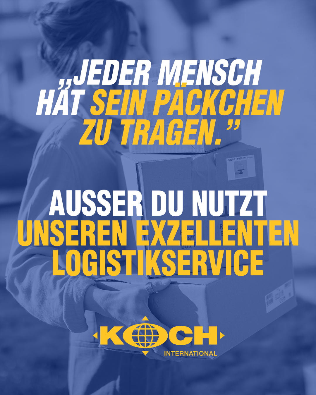 Koch International Facebook ad: Dein Päckchen? Machen wir!
